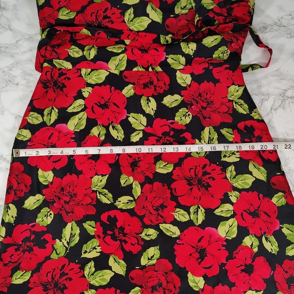 Talbots 100% Silk Red Rose A-Line Midi Dress Size 10 - Picture 10 of 11